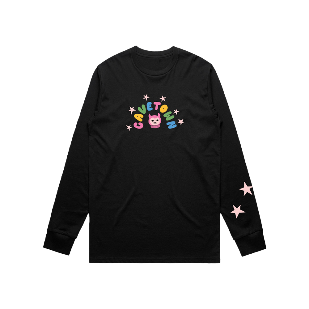 Rainbow Devil Cat Longsleeve - Black image 0
