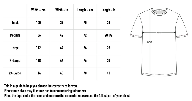 Size chart for Bat Logo Tee - Sage