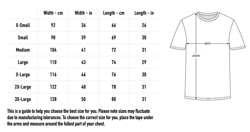 Size chart for Man's Best Friend Tee - Citadel Blue